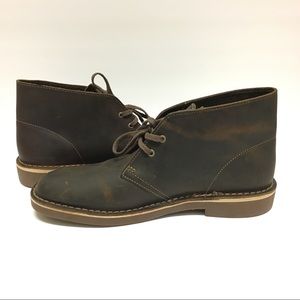 Clarks Mens Brown Leather Boots Shoes Size 8.5